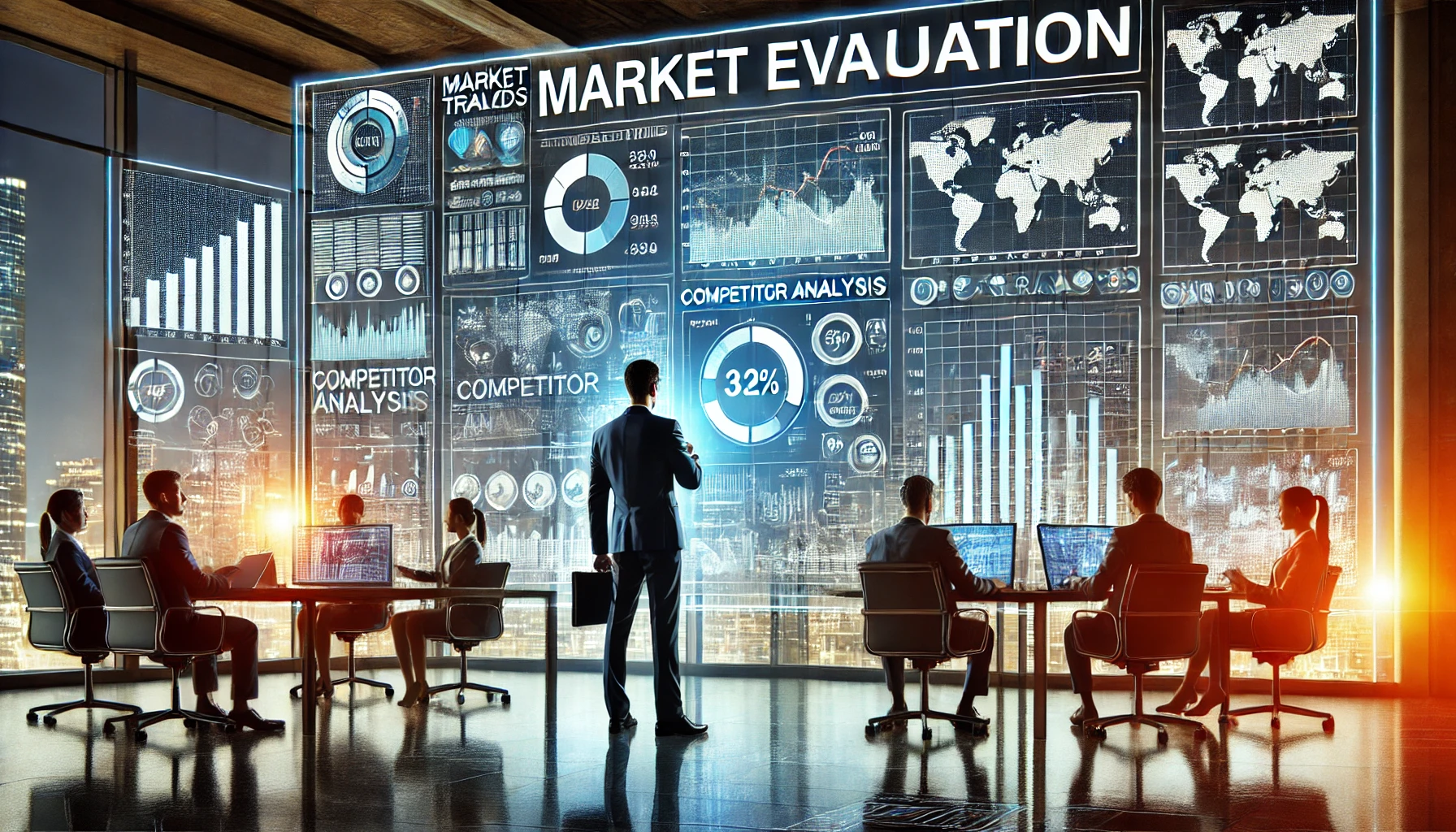 التسويق والتسعير والمنافسين وحجم السوق المستهدف والتميز التنافسي